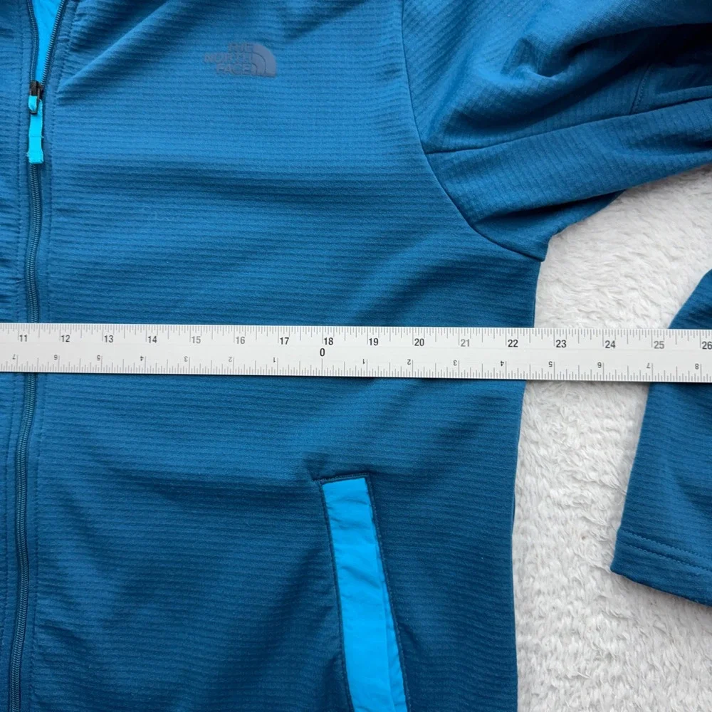 The‎ North Face Mens Large Blue Grid Fleece Full Zip Jacket Mock Neck Hiking L